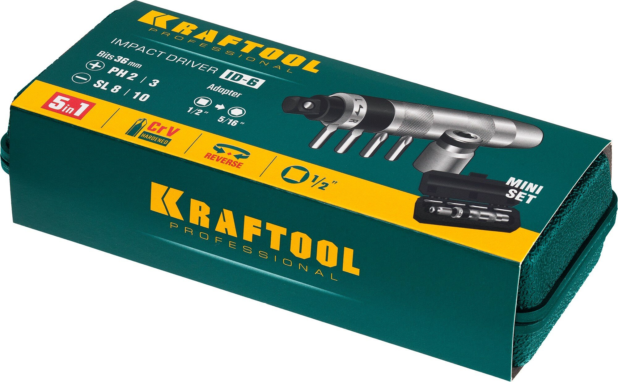 KRAFTOOL ID-6 6 предм, Ударно-поворотная отвертка (25555)