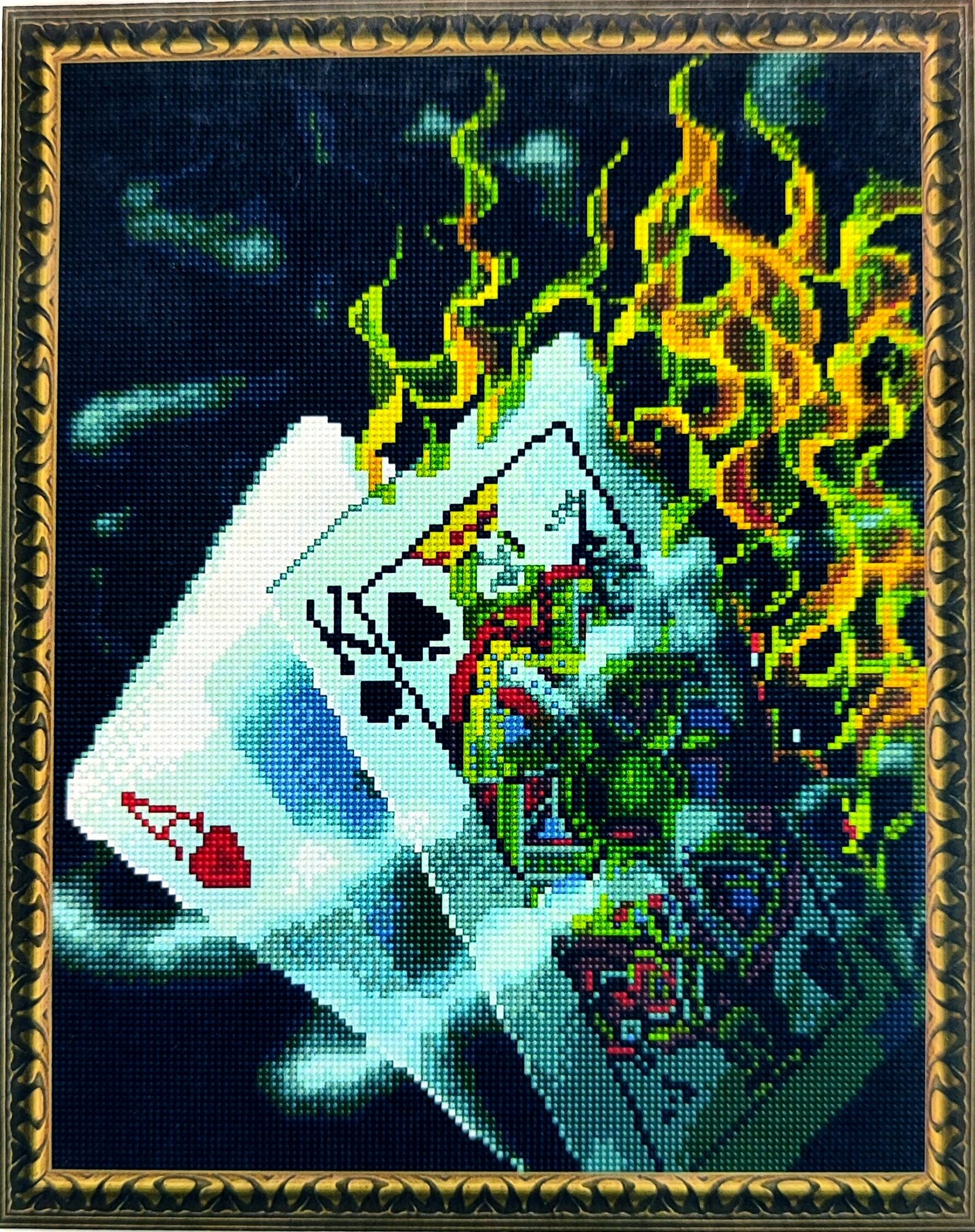 фото Алмазная мозаика 40x50см круглые стразы цветы, спа, архидея, розы, натюрморт, огонь, карты, джокер