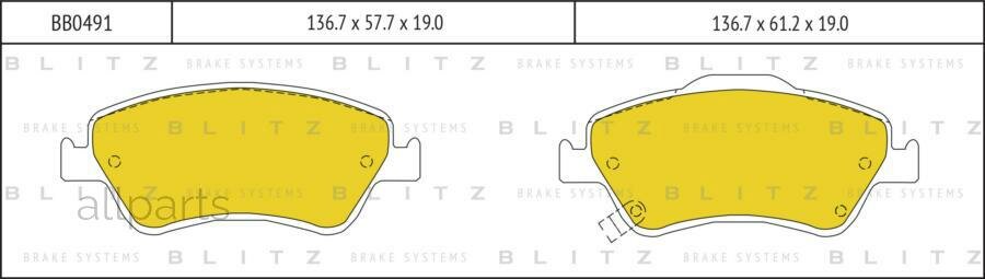BLITZ BB0491 Колодки тормозные дисковые передние