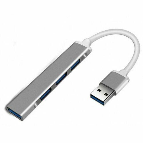 Хаб USB ORIENT CU-322, USB 3.0 (USB 3.1 Gen1)/USB 2.0 HUB 4 порта: 1xUSB3.0+3xUSB2.0, USB штекер тип А, алюминиевый корпус, серебристый (31234)