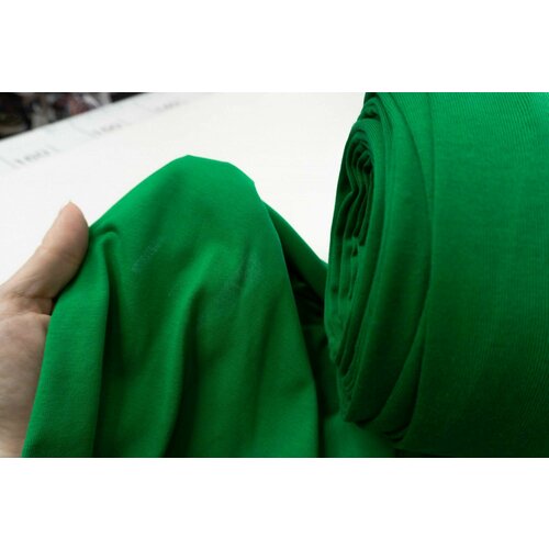 Ткань Трикотаж кулирка зеленый насыщенный. Ткань для шитья