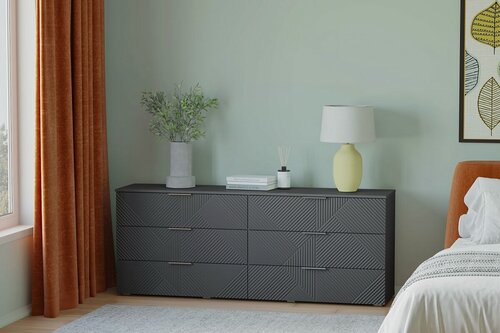 Изображение товара Комод МебельЛэнд24 Салерно NEW 6 Графит 182x42x72 серый с 6 ящиками