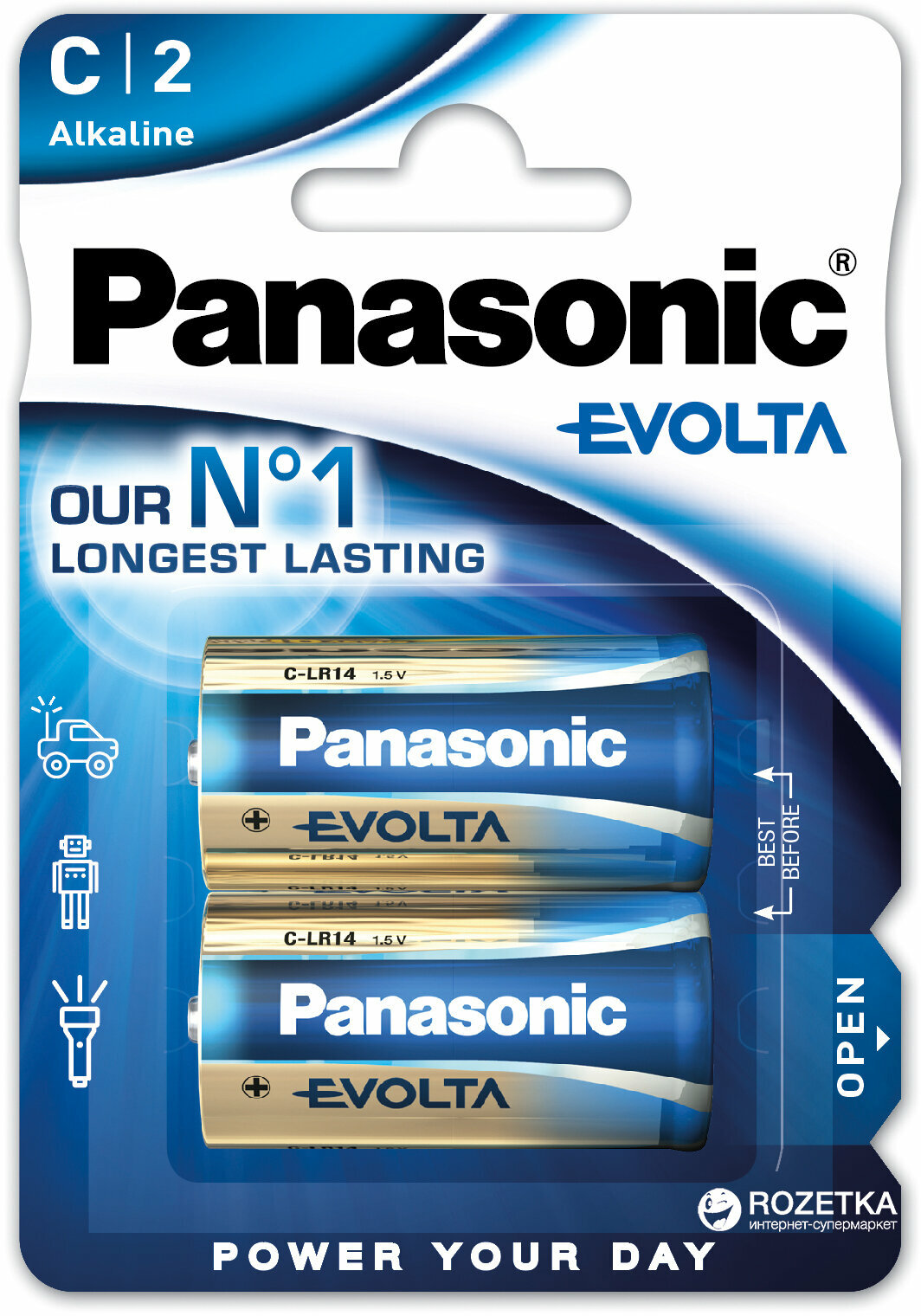 Батарейки Panasonic Evolta C Bli Alkaline, 2 шт. (LR14EGE/2BP) - фото №3