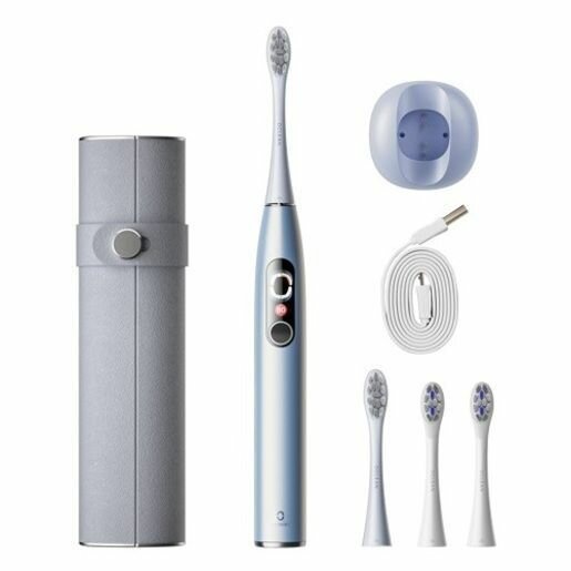 Электрическая зубная щетка Комплект Oclean X Pro Digital Set, Серебряный, 4 насадки