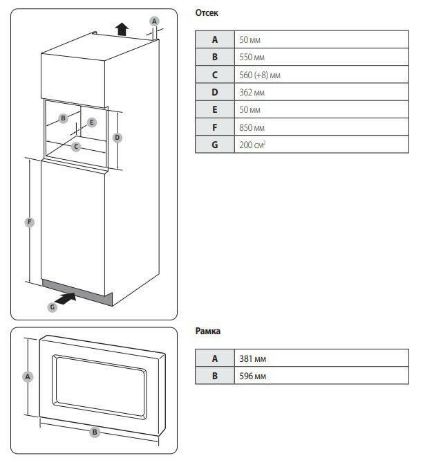 Встраиваемая микроволновая печь MS20A7013AB/BW SAMSUNG