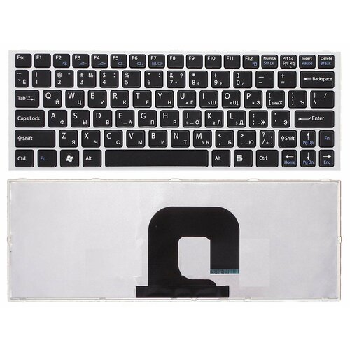 Клавиатура для ноутбука Sony Vaio VPC-YA VPC-YB черная с серебристой рамкой клавиатура sony vpc ya vpc yb