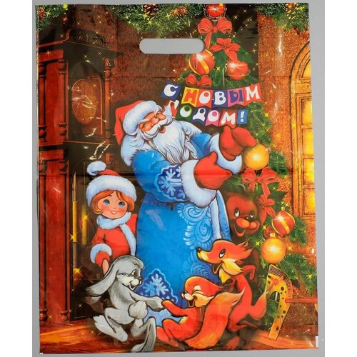 Пакет Новогодний х оровод полиэтиленовый с вырубной ручкой 38 х 47 см 60 мкм 1760₽