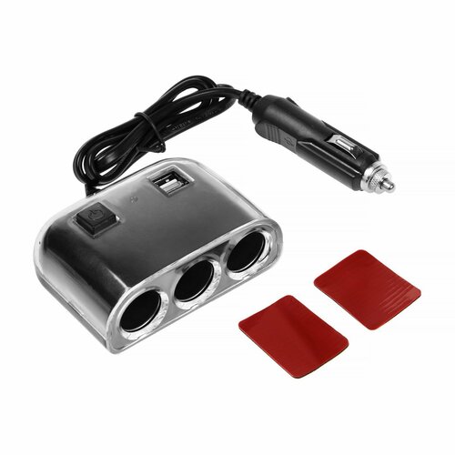 Разветвитель прикуривателя TORSO 12-24 В USB 2А провод 50 см подсветка 1070₽