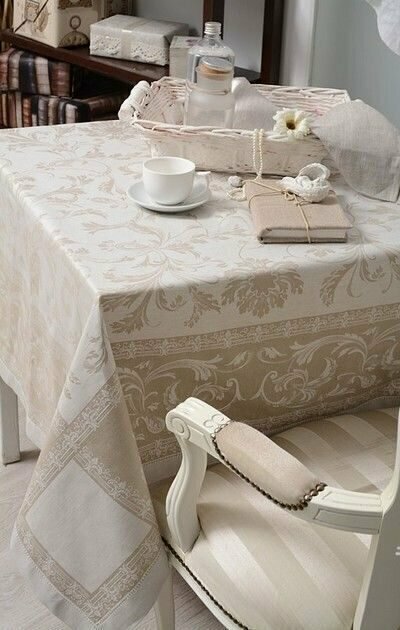 Скатерть на стол, 140х170, тканевая, хлопок и лен, цвет белый,