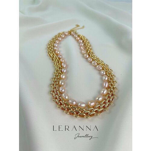 Колье LERANNA, длина 40 см, золотой, розовый, белый