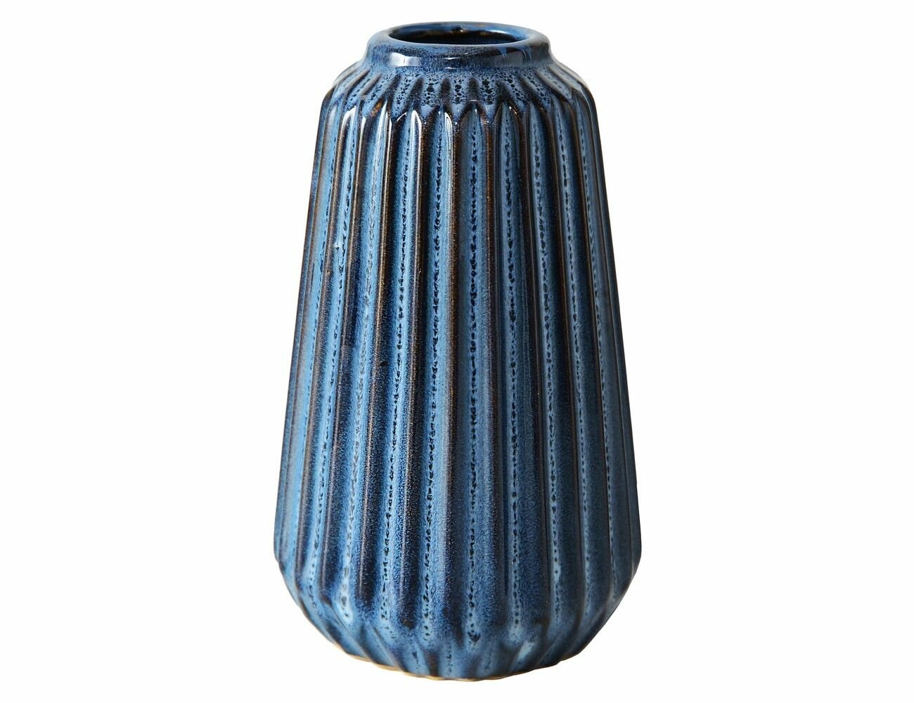 Керамическая ваза вечерняя акварель, трапециевидная, тёмно-голубая, 15 см, Boltze