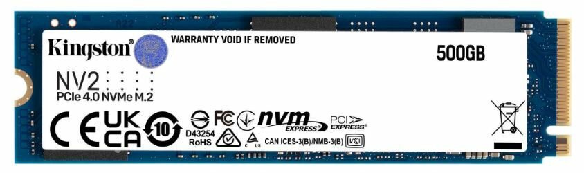 500 ГБ Внутренний SSD диск Kingston NV2 PCIe 4.0 M.2 2280 (SNV2S/500G) — фото 1