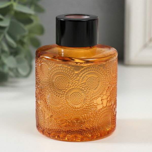 фото Диффузор для эфирных масел с крышкой "Цветочный" прозрачный оранж 100 мл 6х6х8 см