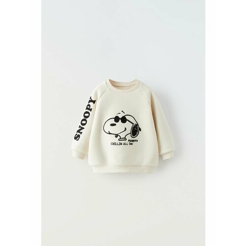 Толстовка Zara, размер 86, экрю толстовка zara snoopy peanuts темно синий