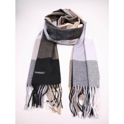 фото Шарф cashmere для женщин,180х70 см, универсальный, серый/черный