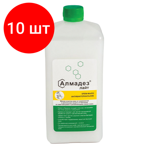 Комплект 10 шт, Крем-мыло антибактериальное 1 л алмадез-лайт, крышка, МАЛ-03 комплект 10 шт крем мыло антибактериальное 1 л алмадез лайт крышка мал 03