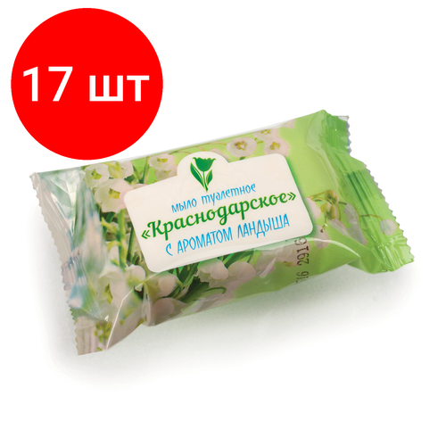 Комплект 17 шт, Мыло туалетное 100 г краснодарское (Меридиан), Ландыш мыло туалетное 200 г краснодарское меридиан комплект 100 шт ландыш