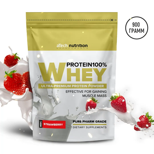 Протеин aTech Nutrition Whey Protein 100% Special Series, 900 гр., клубника протеин atech nutrition whey protein 100% 900 гр шоколад