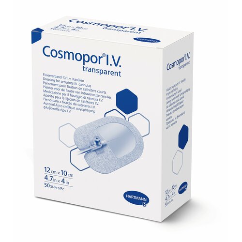 Cosmopor I.V. Transparent - стерил. самокл. повязка для фиксации катеторов 12x10см; 50 шт.