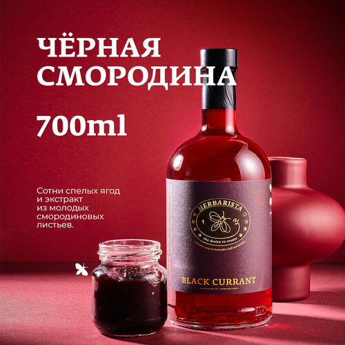 Сироп Herbarista Black Currant (Черная Смородина с Листьями) 700 мл Сироп для Коктейлей, Кофе и Десертов Гербариста, Низкокалорийный, Натуральный