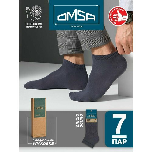 фото Носки omsa, 7 пар, размер 45-47 (29-31), серый