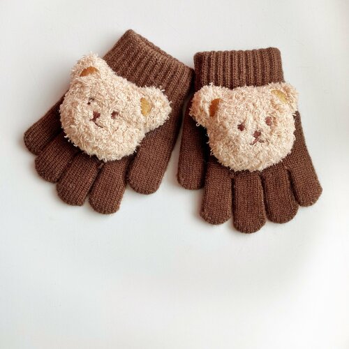фото Перчатки , размер 1-3 года, коричневый без бренда