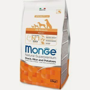 Изображение товара Monge Dog Speciality корм для собак всех пород (утка с рисом и картофелем) 2,5кг