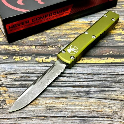 Нож складной MicroTech MCT12111APOD Ultratech, M390 Apocalyptic Blade, Green Handle нож складной microtech mct14910bh utx 70 m390 blade bounty hunter handle