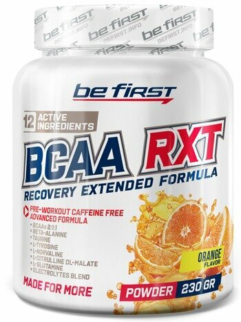 BCAA 2:1:1 Be First BCAA RXT powder 2:1:1 230 г, Апельсин