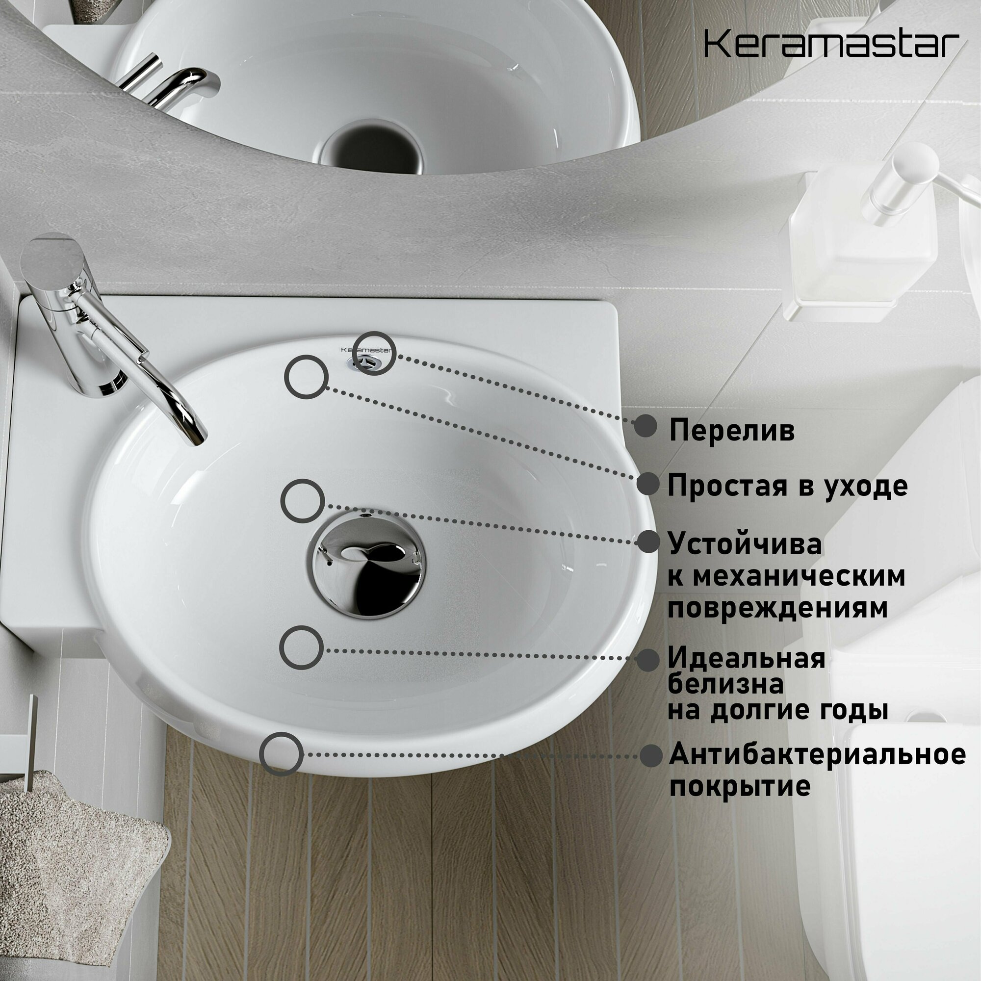 Раковина подвесная Keramastar Astra KR093021R - фотография № 2