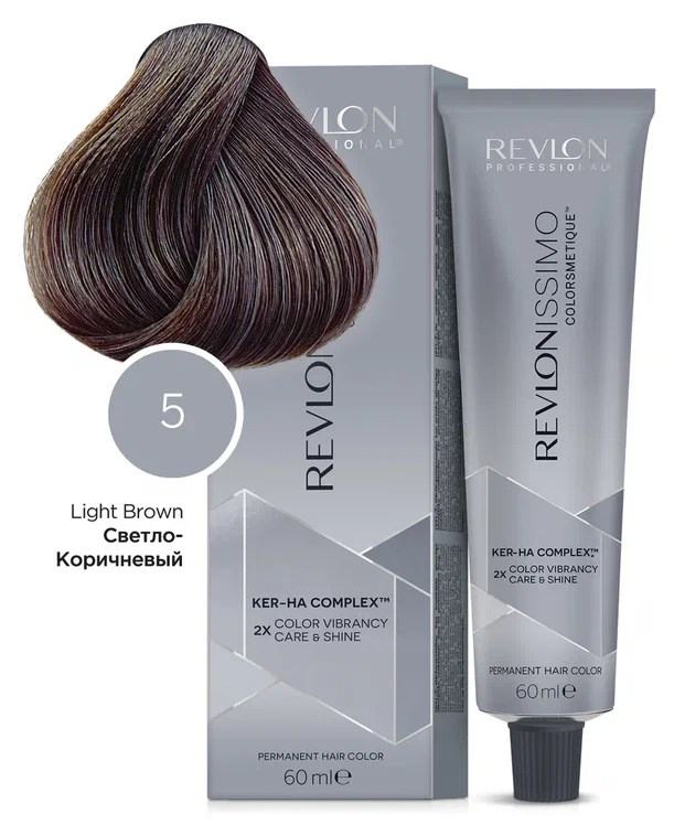 Краска для волос Revlon Professional Coloring Hair Revlonissimo Colorsmetique Care & Shine, Краситель с гиалуроновой кислотой перманентный. Перманентный Краситель с Гиалуроновой кислотой, Гарантия Результата Окрашивания + Уход за Волосами, 5