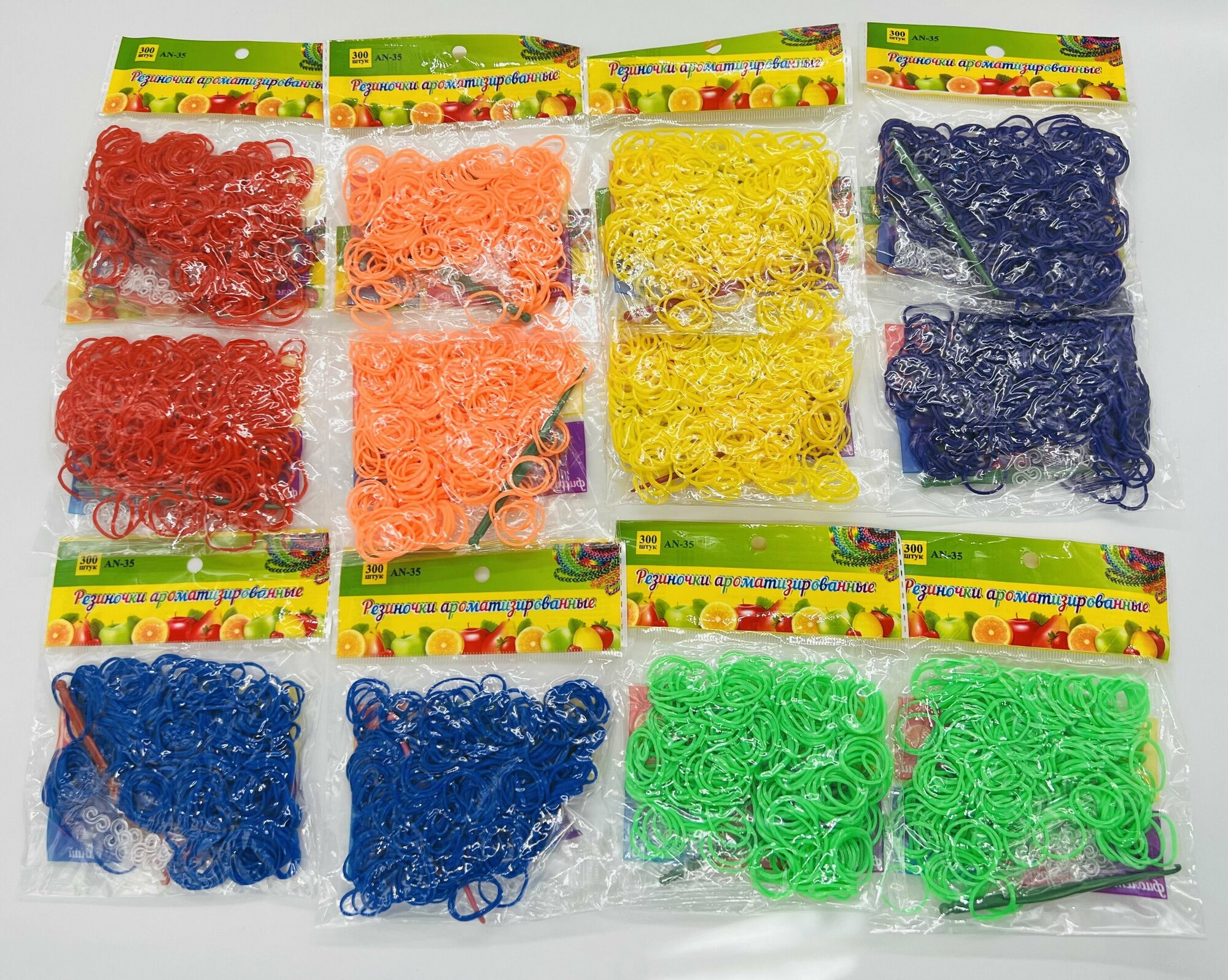 Набор резиночек для плетения "Микс " 3600 шт(12 упаковок по 300шт), крючки, S-клипсы