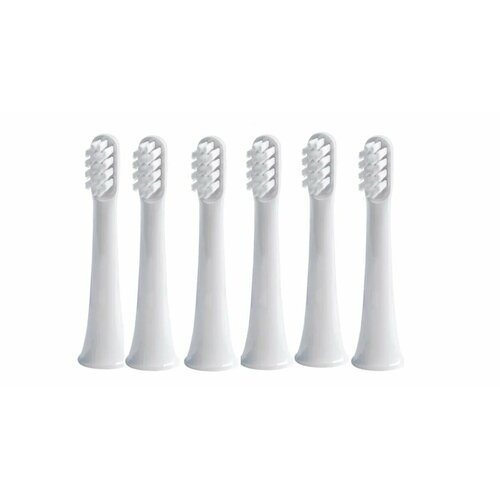 Cменные насадки для электрической зубной щетки XIAOMI MIJIA T100 белые 6шт. сменные головки для электрической зубной щетки xiaomi t300 t500 mijia smart sonic