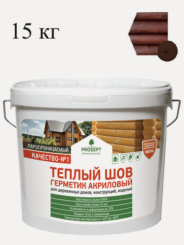 Изображение товара Герметик шовный акриловый Prosept орех 15 кг для внутренних и наружных работ