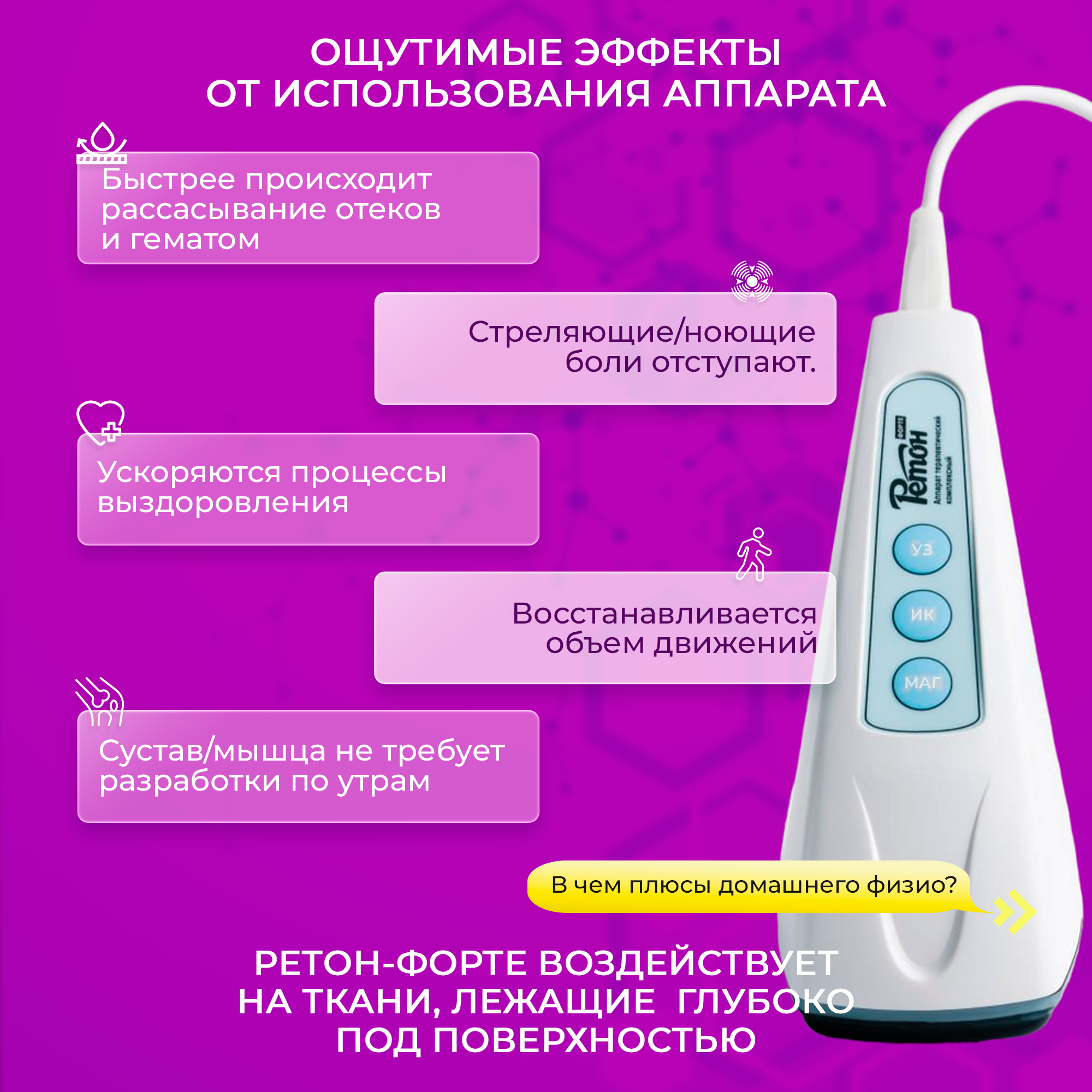 Физиотерапевтический аппарат магнитотерапии Ретон-Форте с функцией ультразвуковой терапии и инфракрасного излучения