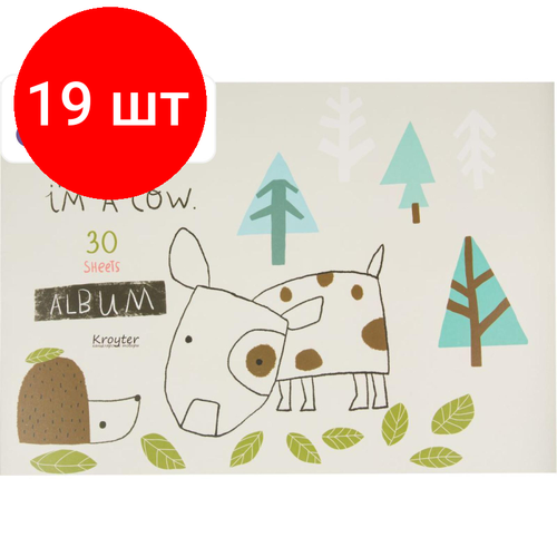 Комплект 19 штук, Альбом для рисования Kroyter А4 30л скл, бл.100г, Аnimals, диз. в асс.64553 альбом для рисования kroyter а4 30л скл бл 100г аnimals диз в асс 64621 1535242