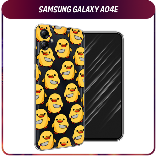 силиконовый чехол мона лиза на samsung galaxy a04e самсунг галакси а04е Силиконовый чехол на Samsung Galaxy A04e / Самсунг A04e Утка с ножом, прозрачный