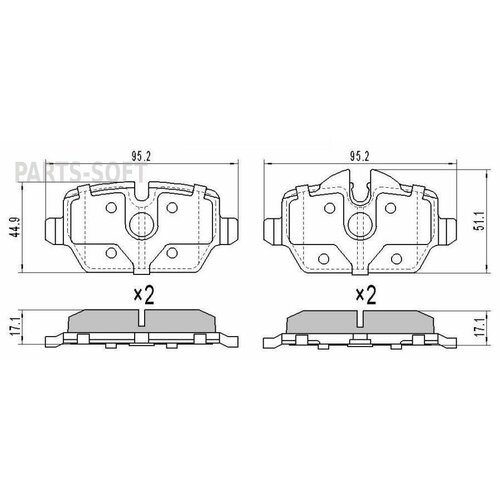 BARNETT BM102 Комплект задних тормозных колодок, дисковый тормоз