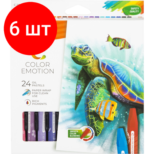 Комплект 6 наб, Пастель масляная Deli EC20120 Color Emotion 6-гранные 24цв/наб