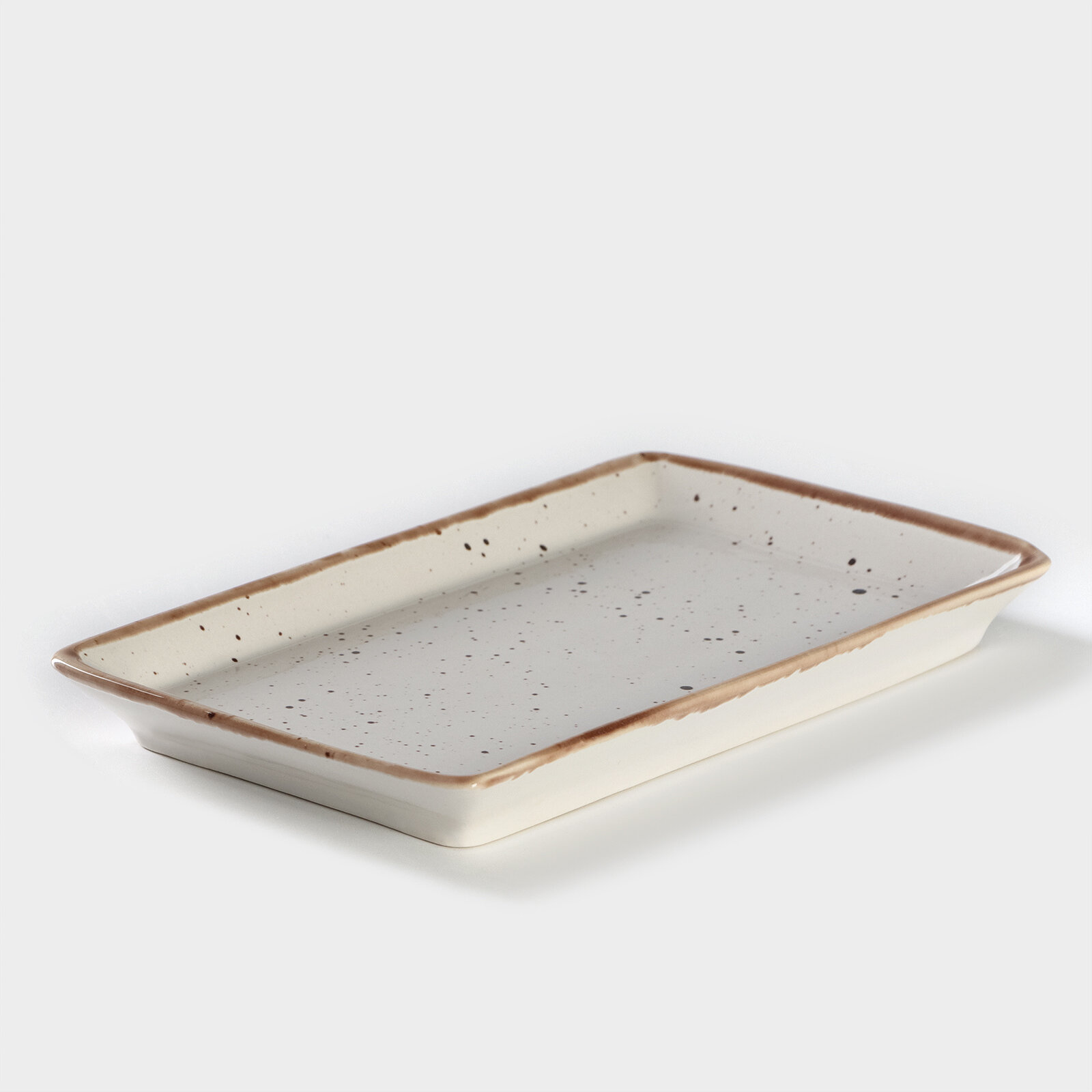 Тарелка сервировочная прямоугольная, керамика, размер 20,5х12 см, коллекция Пунто-Бьянка