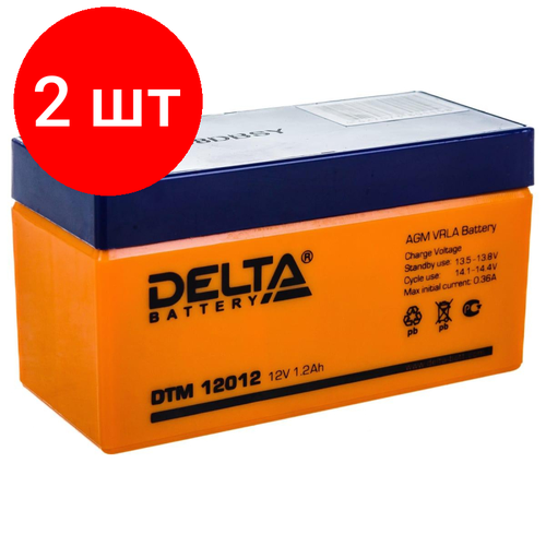 Комплект 2 штук, Батарея для ИБП Delta DTM 12012 (12V / 1.2Ah) комплект 5 штук батарея для ибп delta dtm 1207 12v 7 2ah