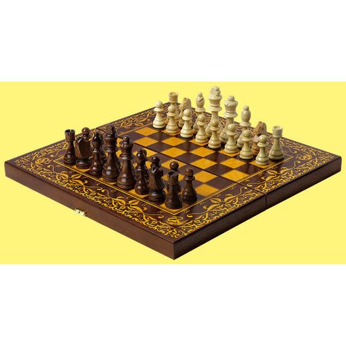 Шахматы Дракон (средние) коричневый, бежевый