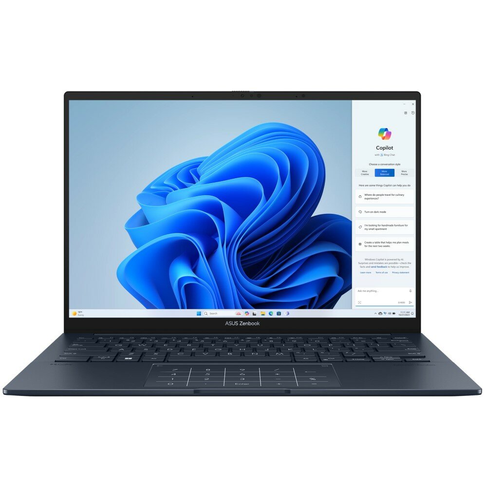 Ноутбук Asus Zenbook 14 OLED UX3405MA-PP239W Intel Core Ultra 7 155H 3800MHz/14"/2880x1800/16GB/1024GB SSD/Intel Arc Graphics/Wi-Fi/Bluetooth/Windows 11 Home (90NB11R1-M00AB0) Blue