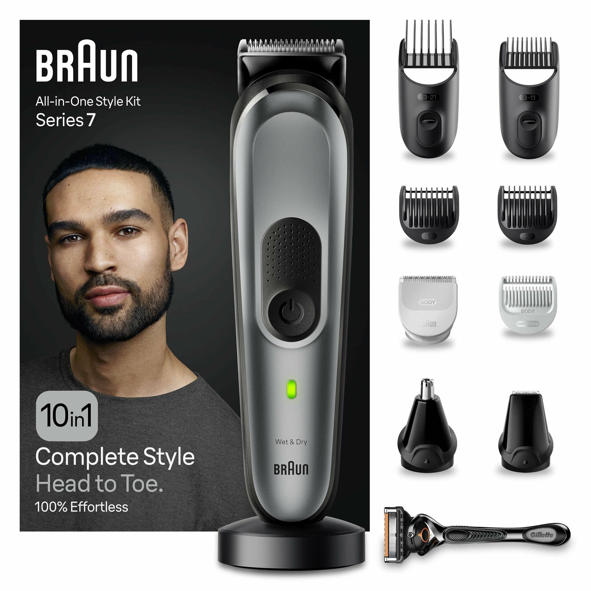 Триммер Braun MGK7420 c бритвой Gillette