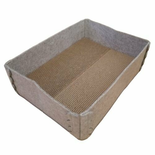 Лежанка с когтеточкой 44х34, серая