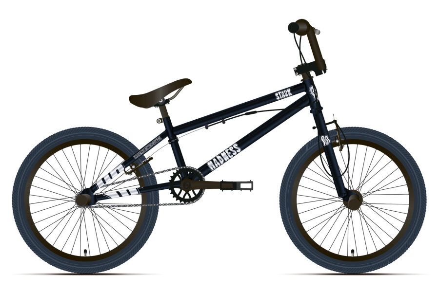 Экстремальный взрослый трюковый велосипед Stark'24 Madness BMX 1 темно-синий матовый серебристый темно-синий
