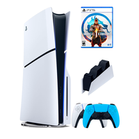 PS5 (ПС5) Игровая приставка Sony PlayStation 5 Slim disc + 2-й геймпад(голубой) + зарядное + игра Mortal Kombat