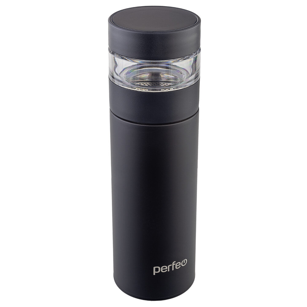 Термос PERFEO для напитков, с фильтром для чая, объем 0,4 л, черный (PF_E1369)