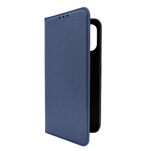 Чехол на Xiaomi Redmi 12C (Ксиоми Редми 12С) синий книжка плетёнка с функцией подставки отделением для пластиковых карт и магнитами Fold Case, Miuko