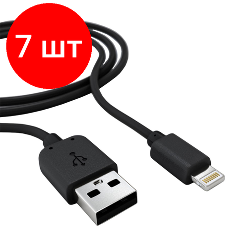 Комплект 7 штук, Кабель USB 2.0 - Lightning, М/М, 2 м, Red Line, чер, УТ000009514 кабель usb 2 0 lightning м м 2 м red line чер ут000009514